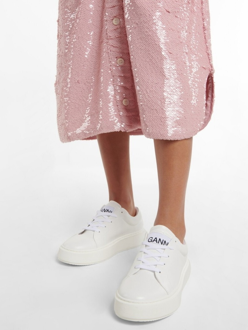 Ganni White faux leather sneakers size 39